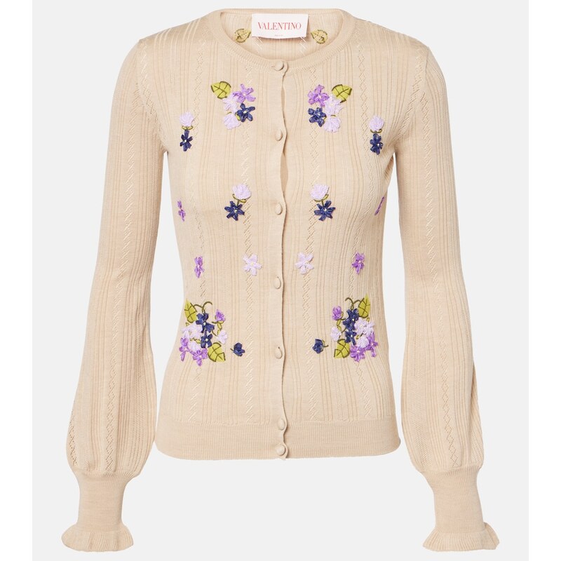Valentino Embroidered virgin wool cardigan