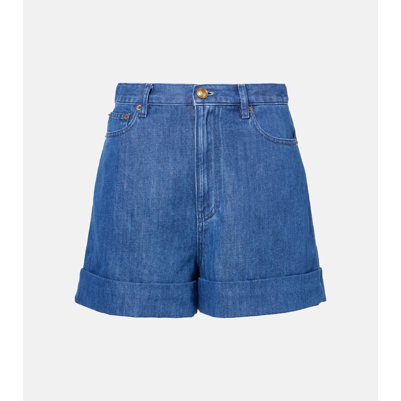 Valentino Cotton and linen denim shorts