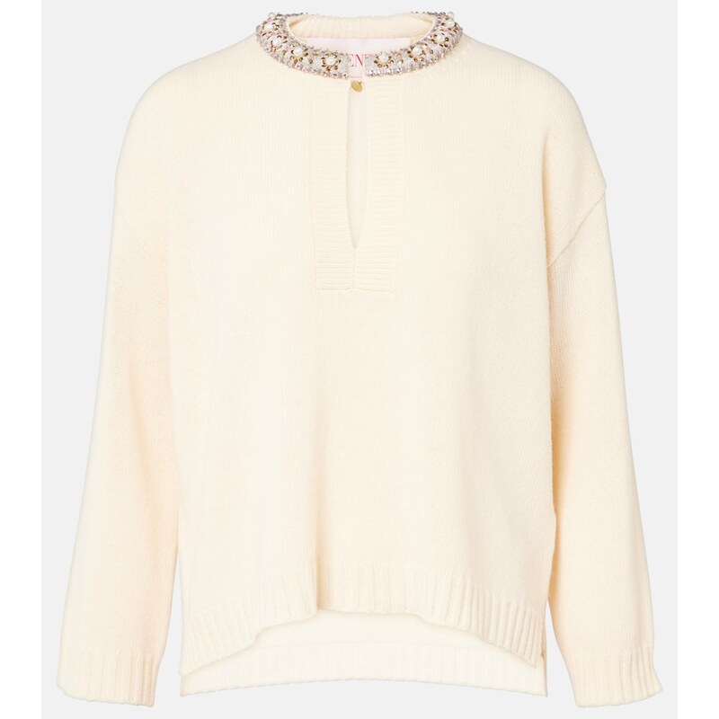 Valentino Embellished virgin wool sweater