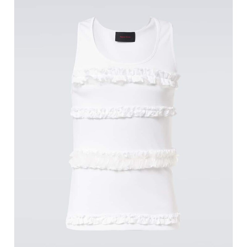 Simone Rocha Ruffled cotton jersey tank top