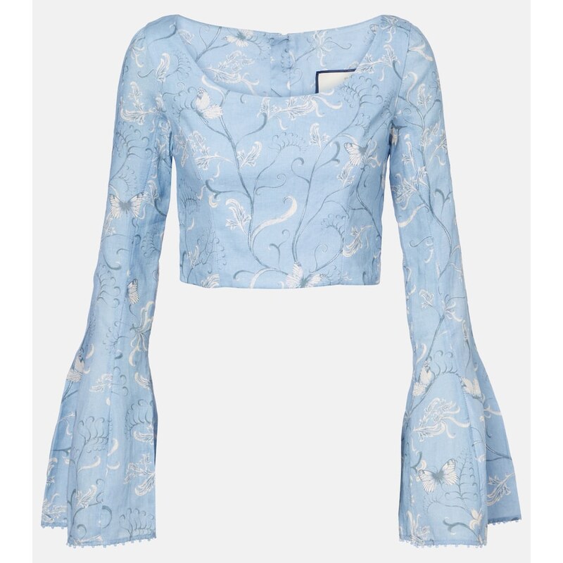 Agua by Agua Bendita Limoncillo Lymanopoda floral linen crop top