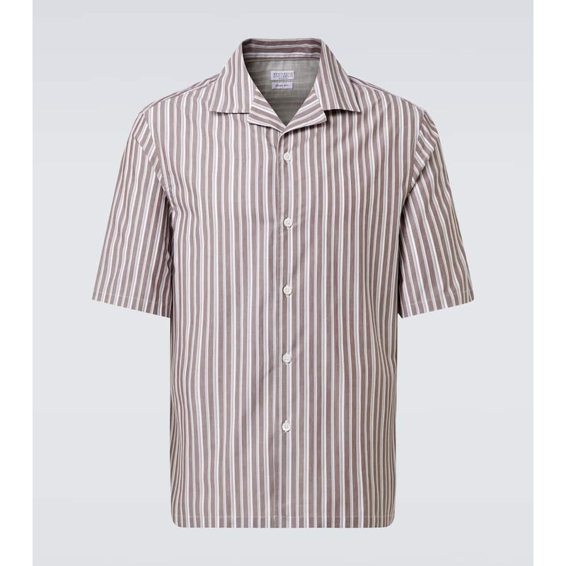 Brunello Cucinelli Striped cotton bowling shirt