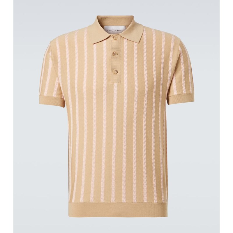 King & Tuckfield Striped wool polo shirt