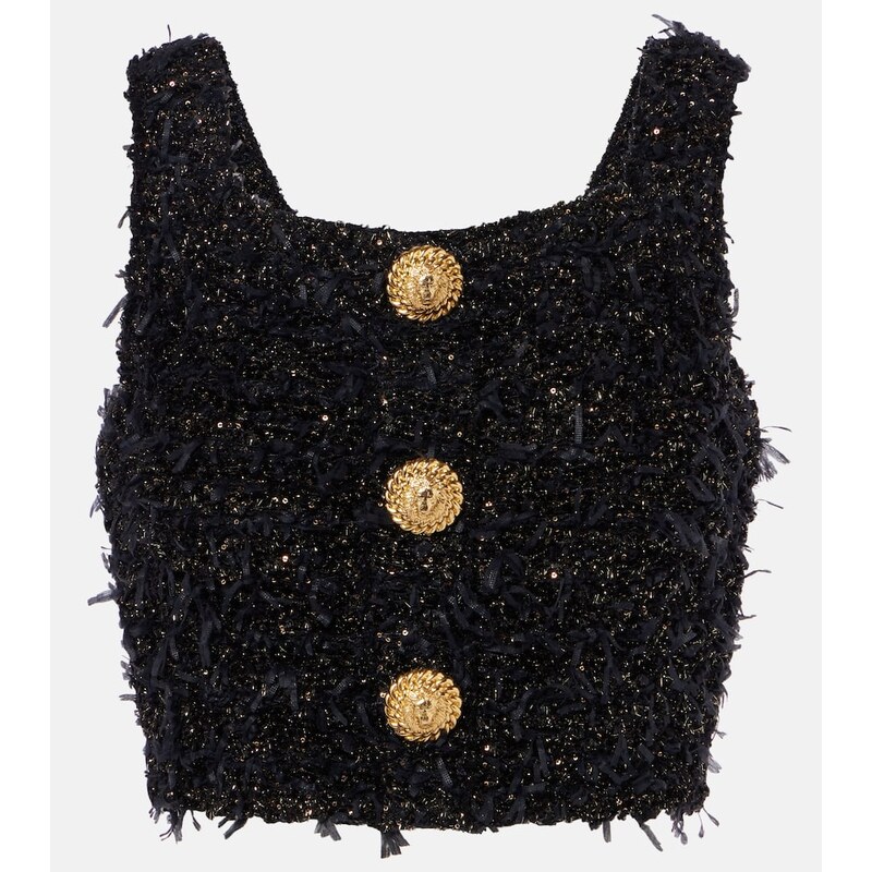 Balmain LamÃ tweed crop top