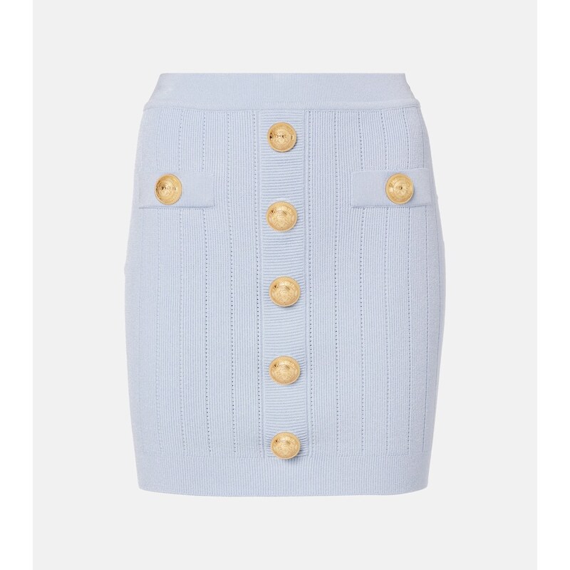 Balmain knitted miniskirt v modré barvě