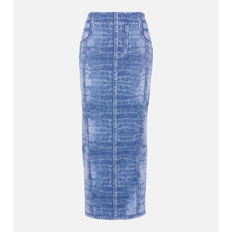 Balmain Trompe lÅil knitted midi skirt