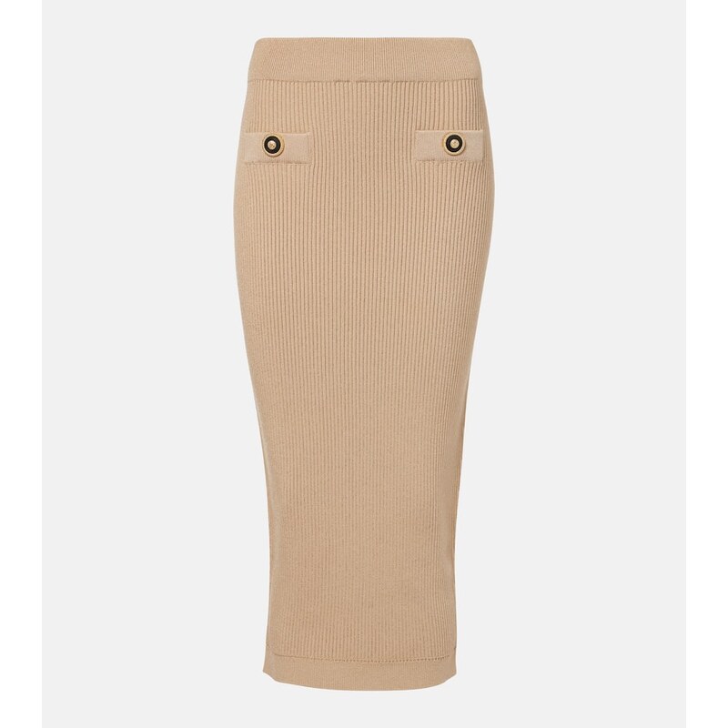Balmain Ribbed-knit pencil skirt