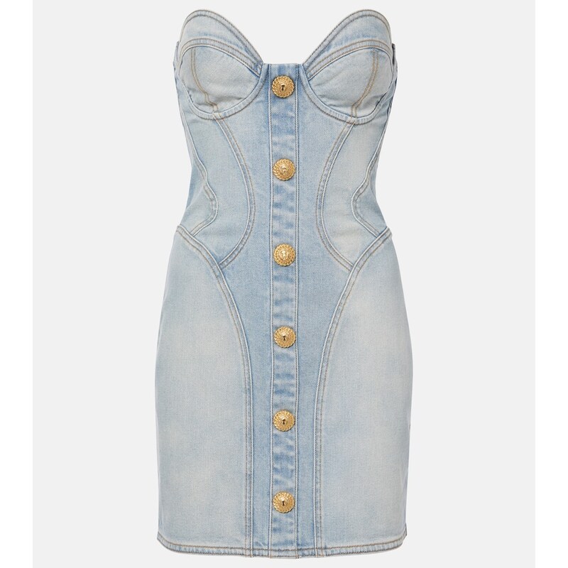 Balmain Denim bustier dress