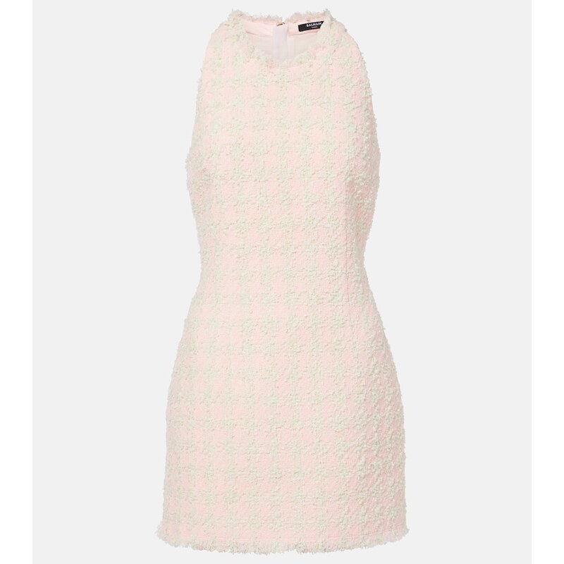 Balmain Tweed Šaty v barvě Rose/Beige