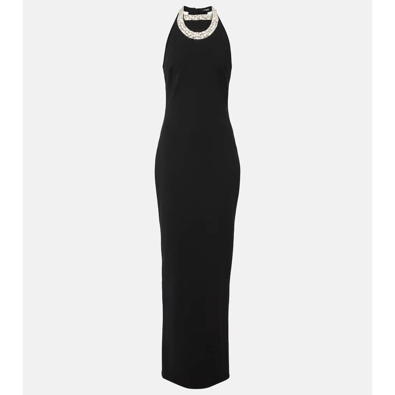 Balmain Embellished halterneck gown
