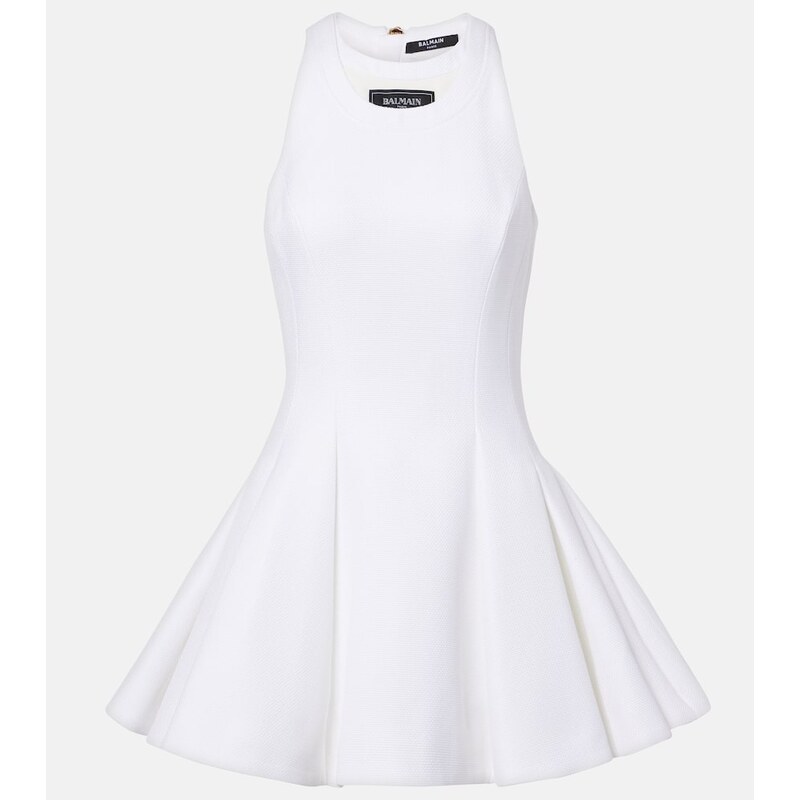 Balmain Halterneck minidress v barvě Blanc Optique