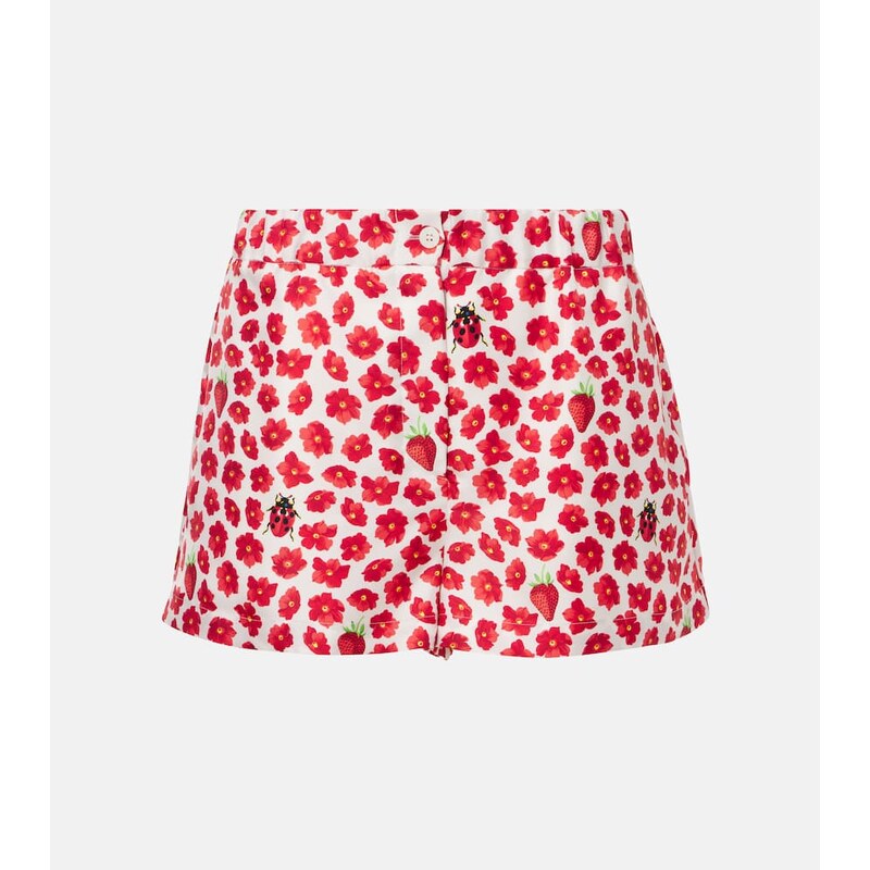 Versace Floral printed silk twill shorts
