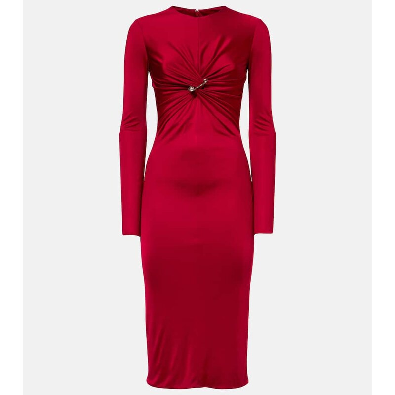 Versace Safety Pin gathered jersey midi dress