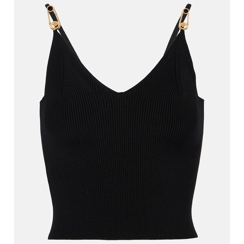 Versace Safety Pin ribbed-knit top