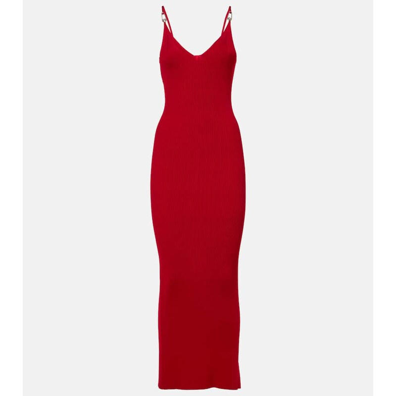 Versace Ribbed-knit slip dress