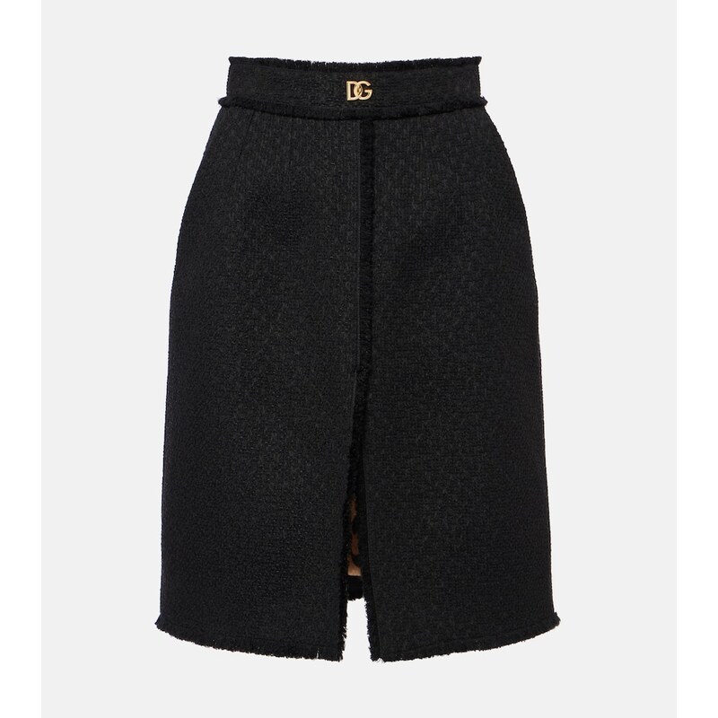 Dolce&Gabbana DG wool-blend tweed midi skirt