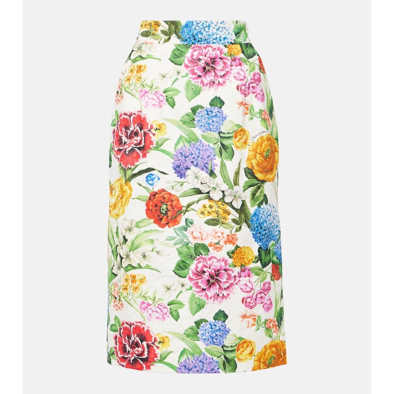 Dolce&Gabbana Floral cotton brocade pencil skirt