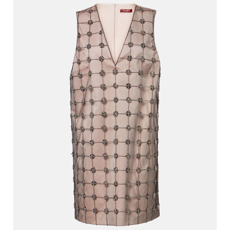 Max Mara Acino embellished tulle and satin minidress