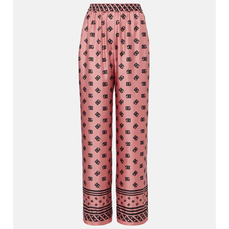 Dolce&Gabbana DG silk satin palazzo pants