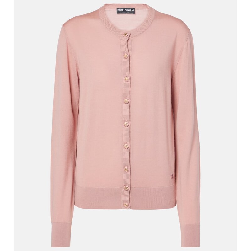 Kardigan Dolce&Gabbana z čisté vlny barvy Rosa Polvere Scuro