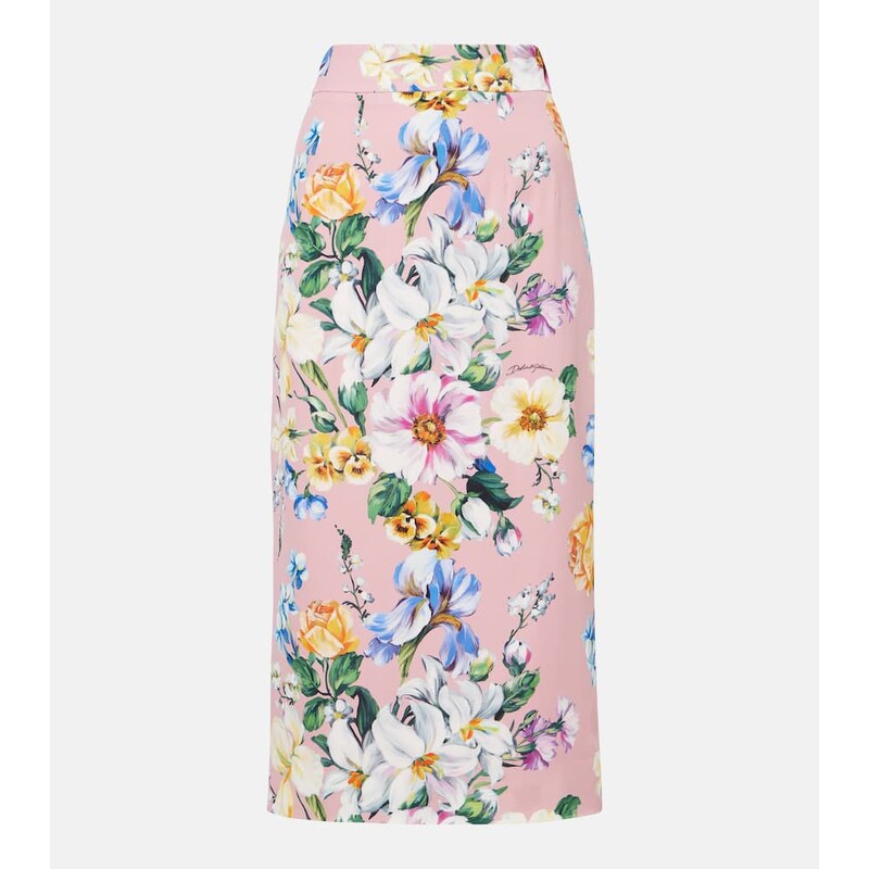 Dolce&Gabbana Floral silk-blend pencil skirt