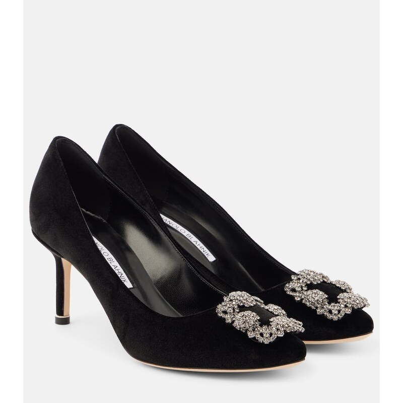 Manolo Blahnik Hangisi 70 embellished velvet pumps