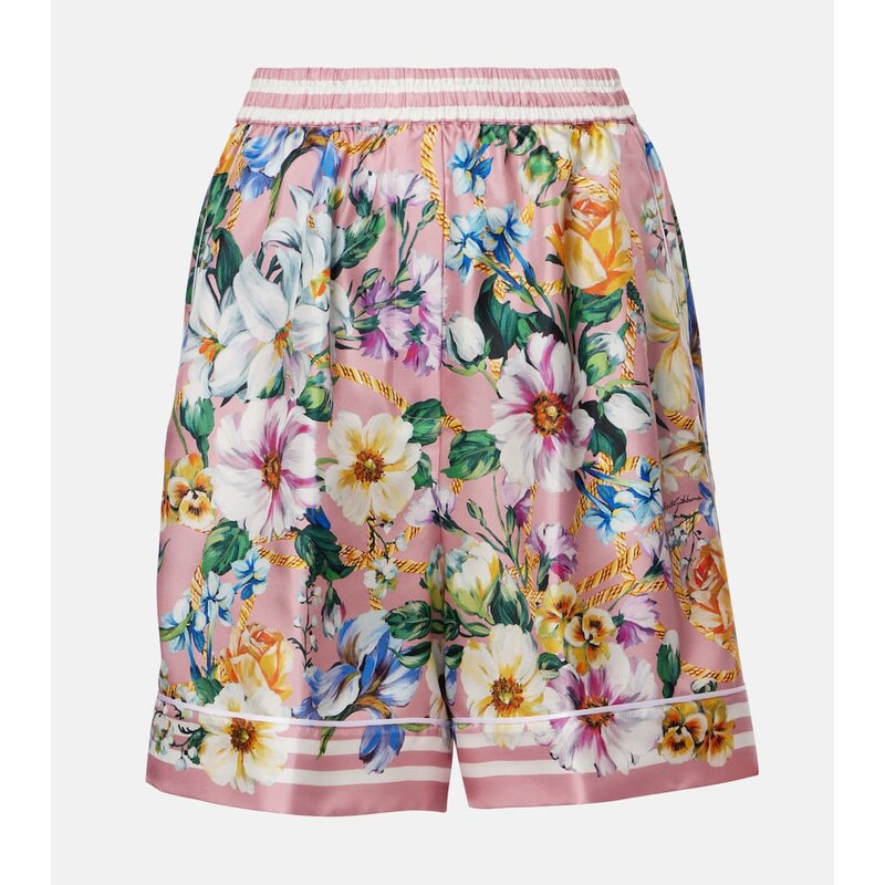 Dolce&Gabbana Floral silk twill shorts