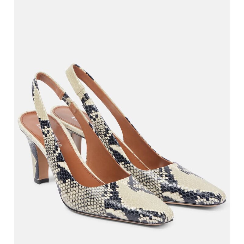 Paris Texas Belle 75 snake-effect leather slingback pumps