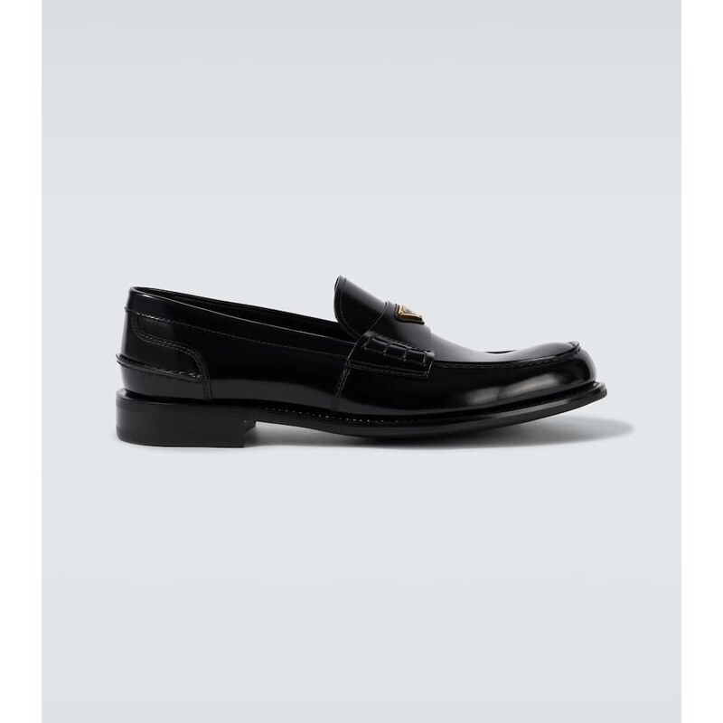 Prada Logo kůžové mokasíny v černé barvě
