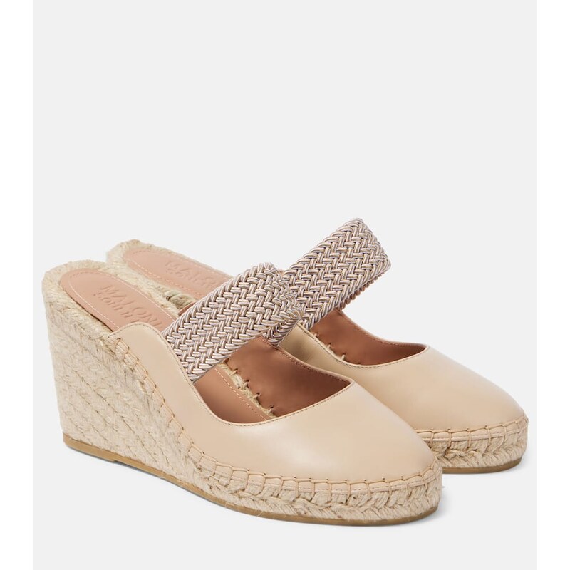 Malone Souliers Siena 70 leather espadrille wedges