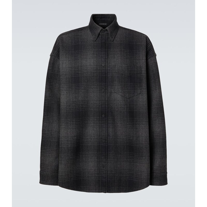 Balenciaga Checked wool-blend flannel shirt