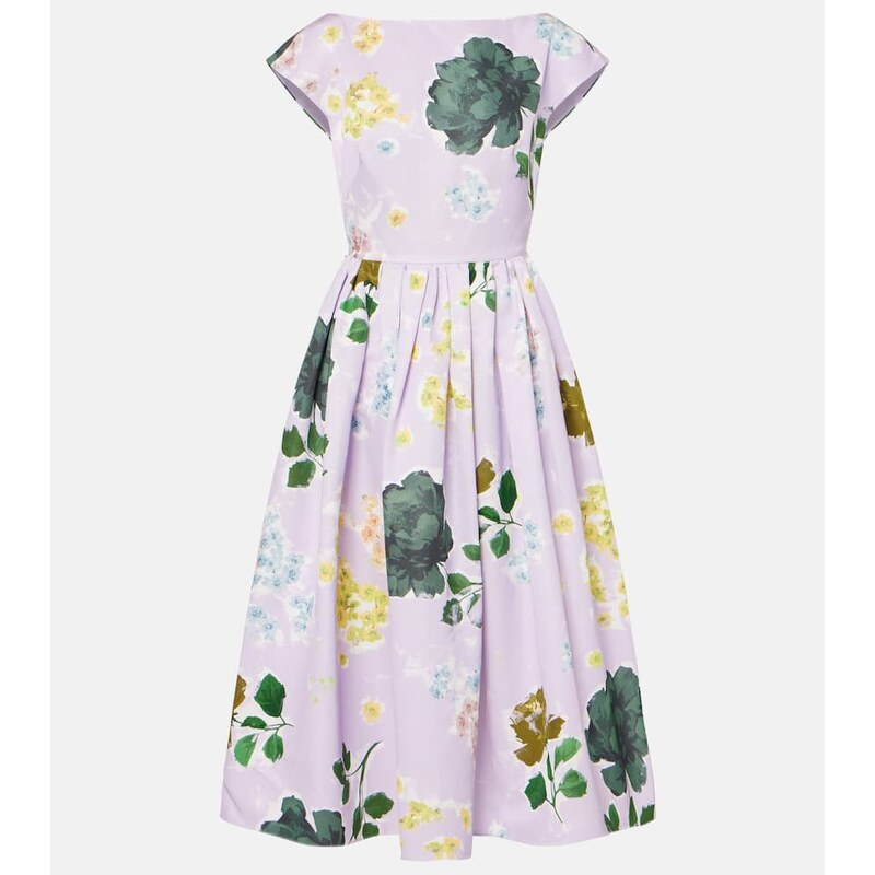 Erdem Floral cotton-blend faille midi dress