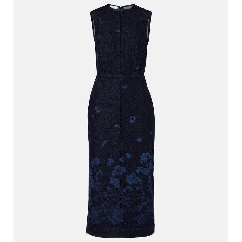 Erdem Floral denim midi dress
