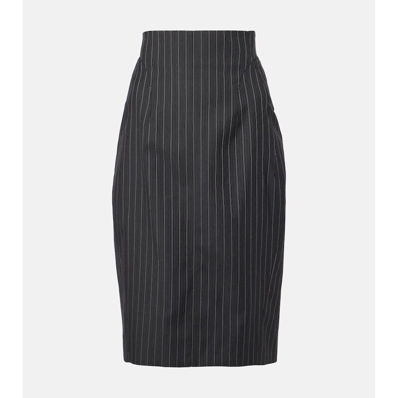 Mugler Pinstripe wool-blend midi skirt