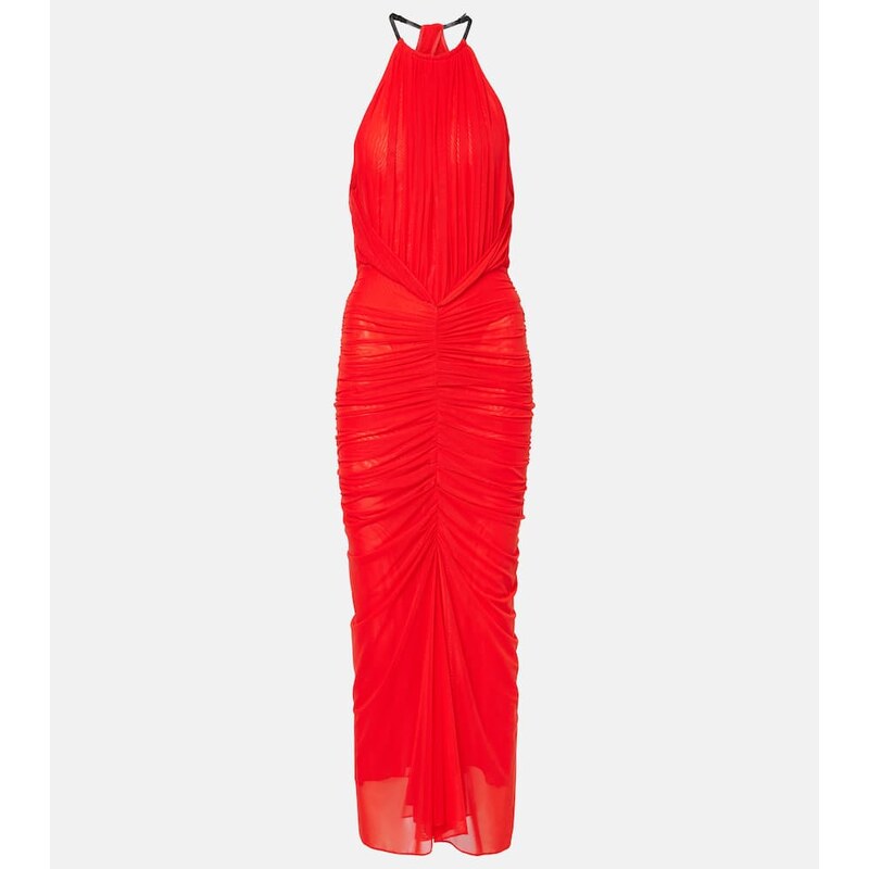 Mugler Ruched halterneck midi dress
