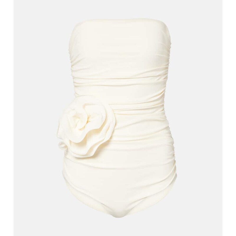Magda Butrym Floral-appliqué ruched swimsuit