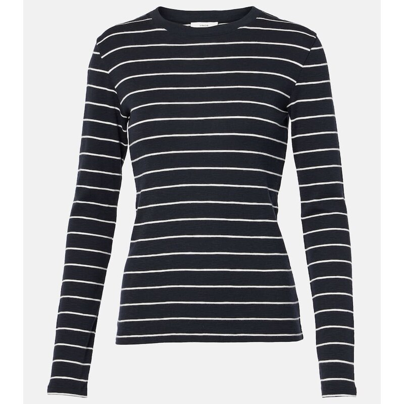 Vince Striped cotton-blend top