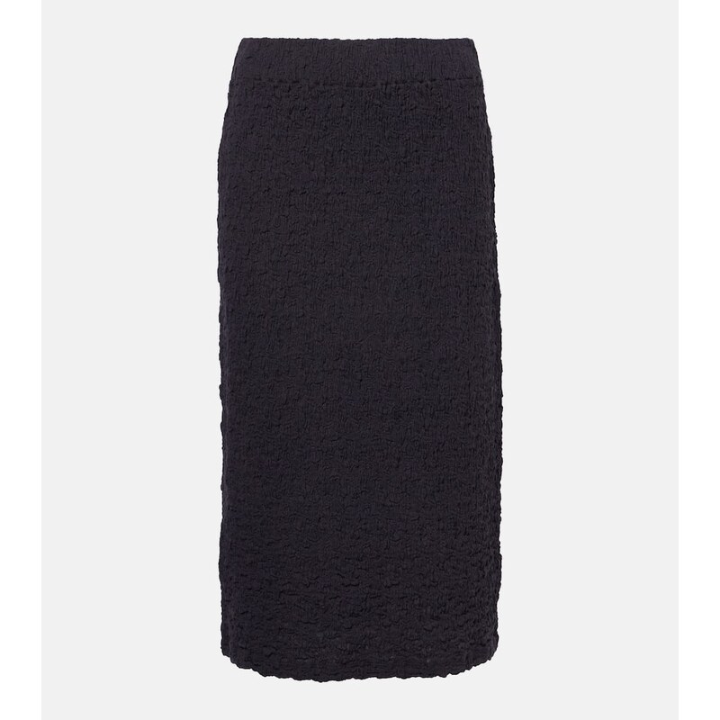 Vince Smocked cotton-blend midi skirt