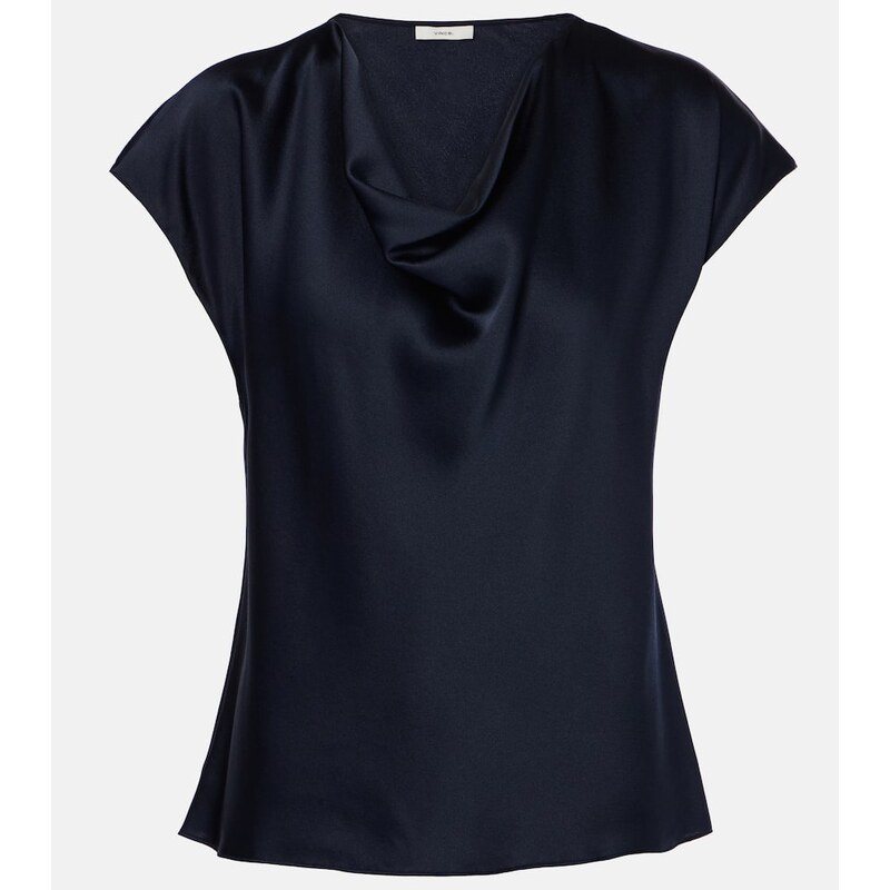 Vince Draped silk satin top