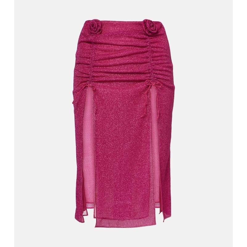 Oséree Lumière Rose ruched midi skirt