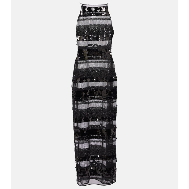 Oséree Sequined striped maxi dress