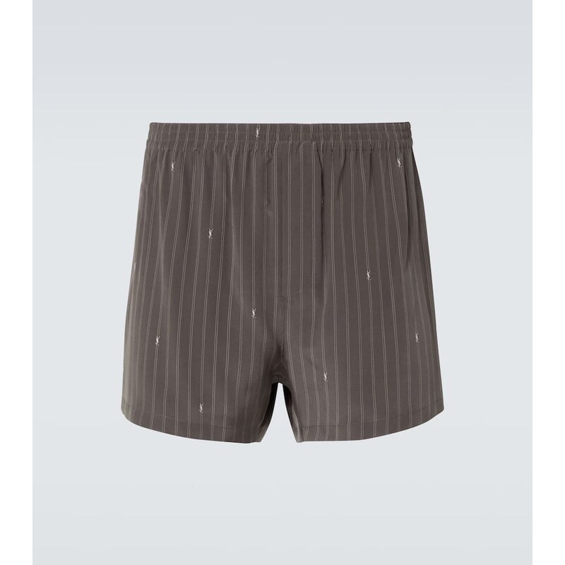Mužské trenýrky Saint Laurent z hedvábí, barva Gris Blanc