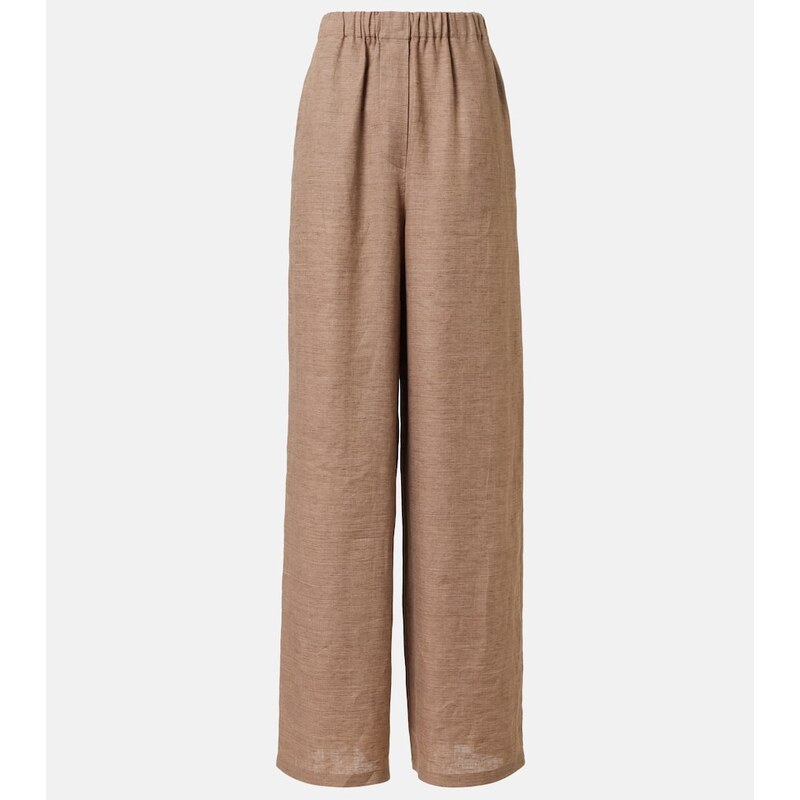 Loro Piana Valerio high-rise linen wide-leg pants