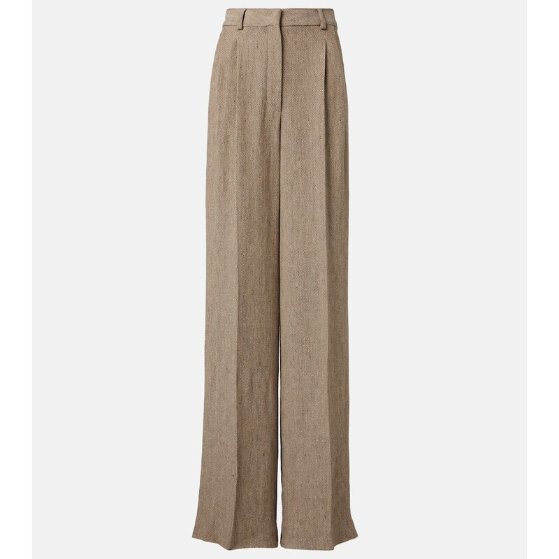 Loro Piana Nyack chevron linen crÃªpe wide-leg pants