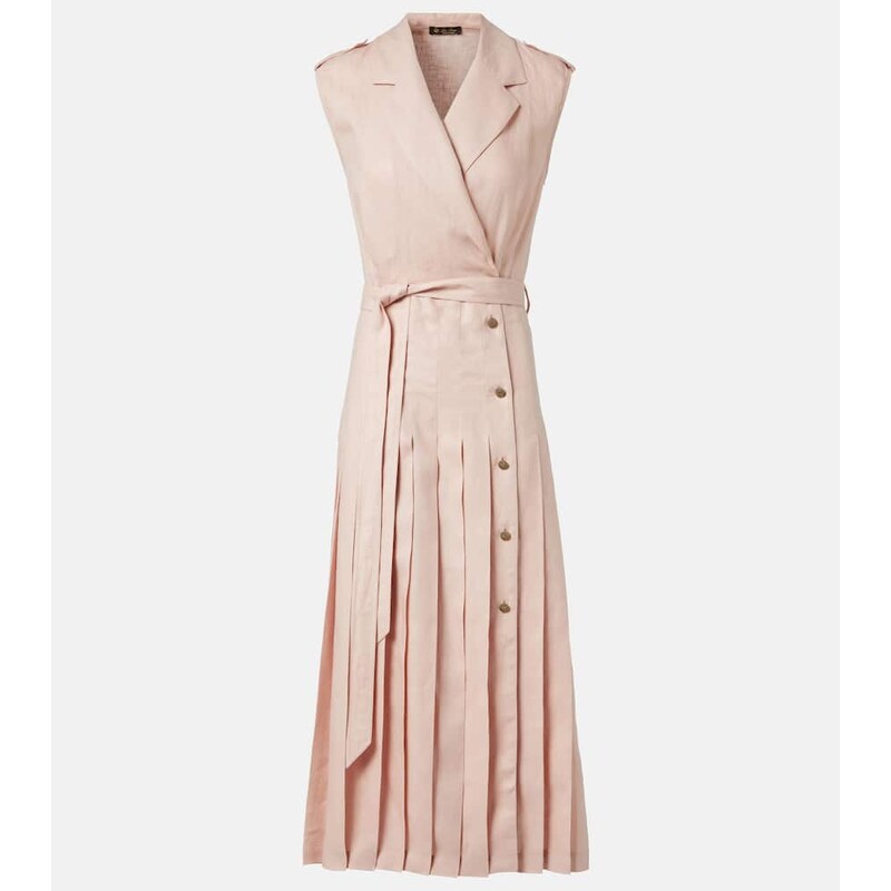 Loro Piana Bryce pleated linen midi dress