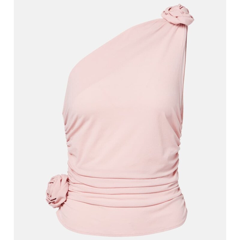 Magda Butrym Floral-appliquÃ one-shoulder silk-blend top