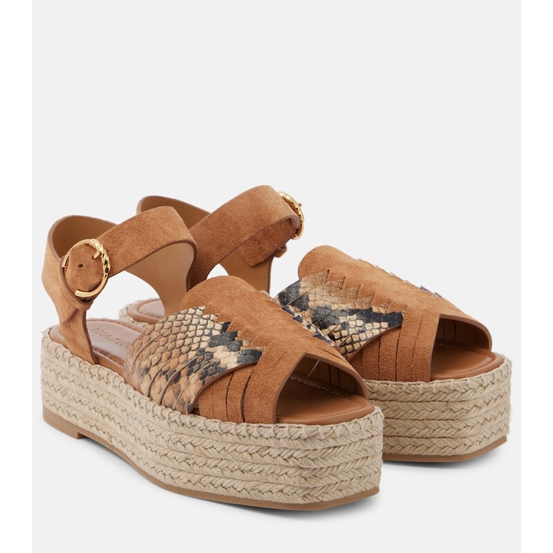 Ulla Johnson Elsa snake-effect leather espadrilles