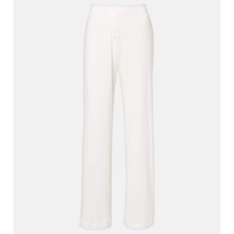Leset Pointelle cotton wide-leg pants