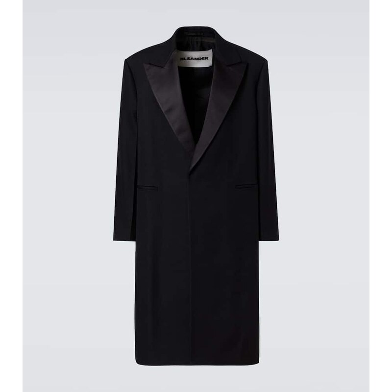 Jil Sander Silk-trimmed wool coat