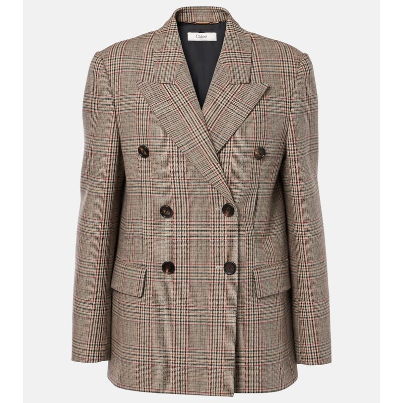 Chloe ChloÃ Prince of Wales check wool-blend blazer